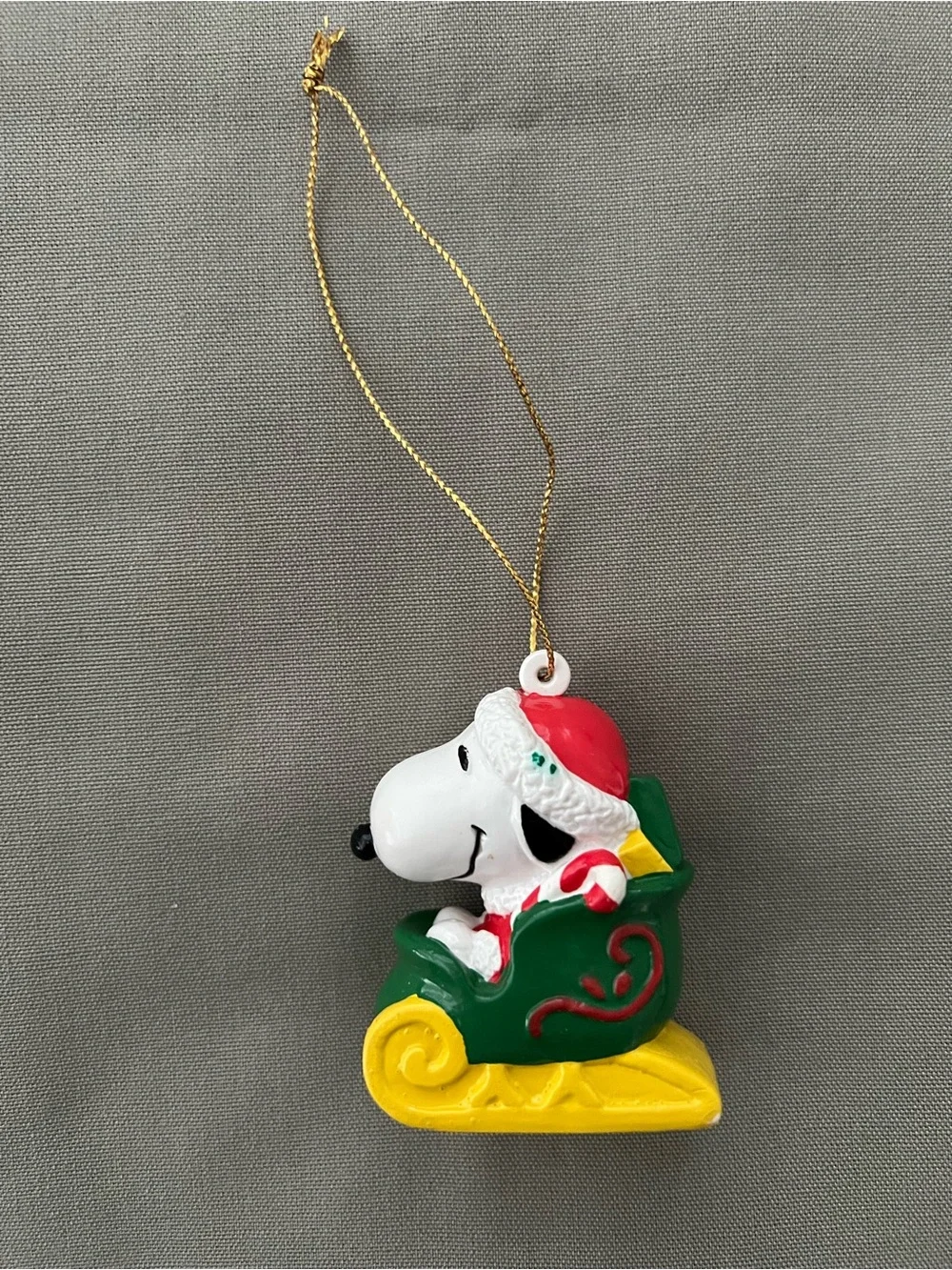 Vintage Snoopy Sleigh Christmas Tree Ornament Peanuts United Feature Syndicate